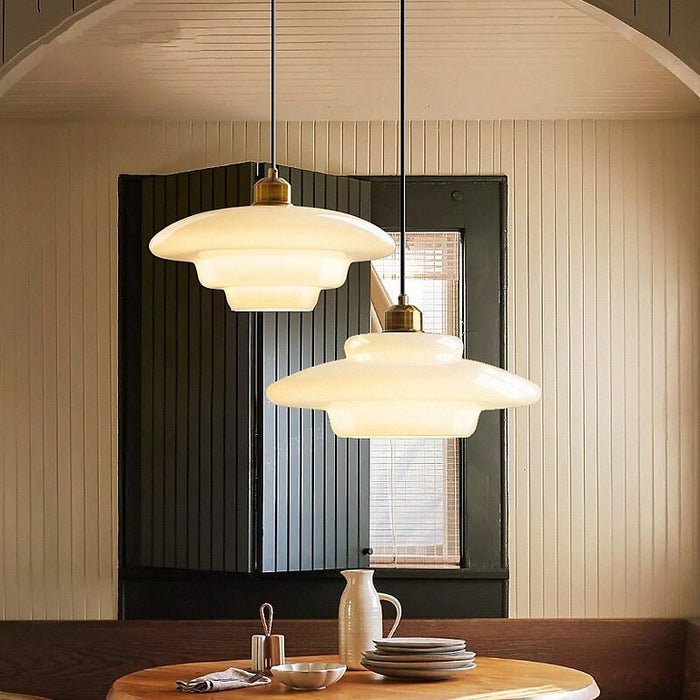 Yandir | Lampe Suspendue à Abat-jour Blanc Lait Pour Intérieurs Rétro et Modernes