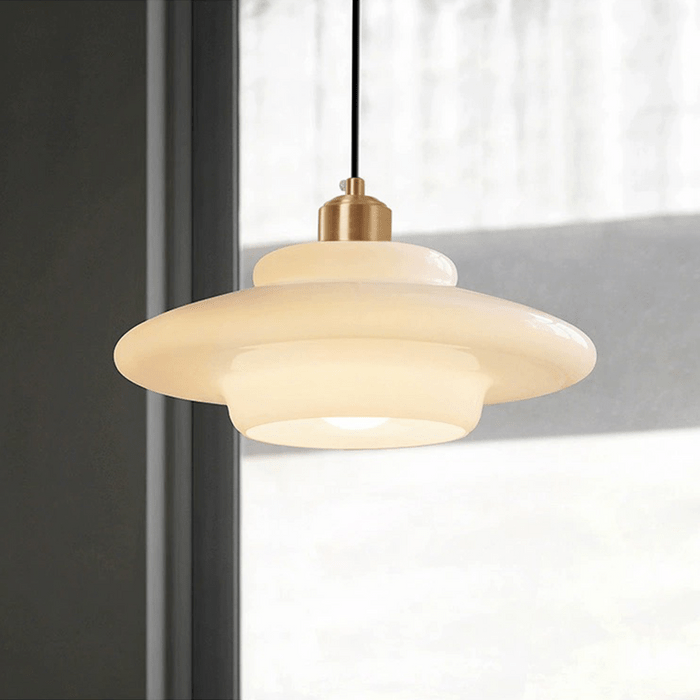 Yandir | Lampe Suspendue à Abat-jour Blanc Lait Pour Intérieurs Rétro et Modernes