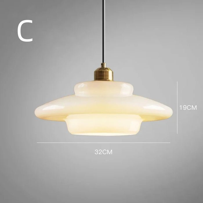 Yandir | Lampe Suspendue à Abat-jour Blanc Lait Pour Intérieurs Rétro et Modernes