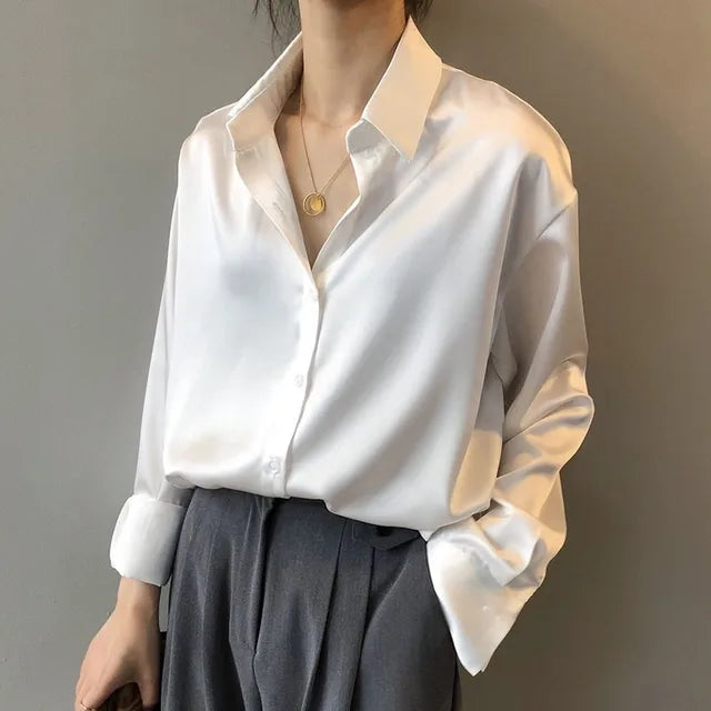 Chaise | Ample-Coupe Satiné Chemisier Pour Femmes