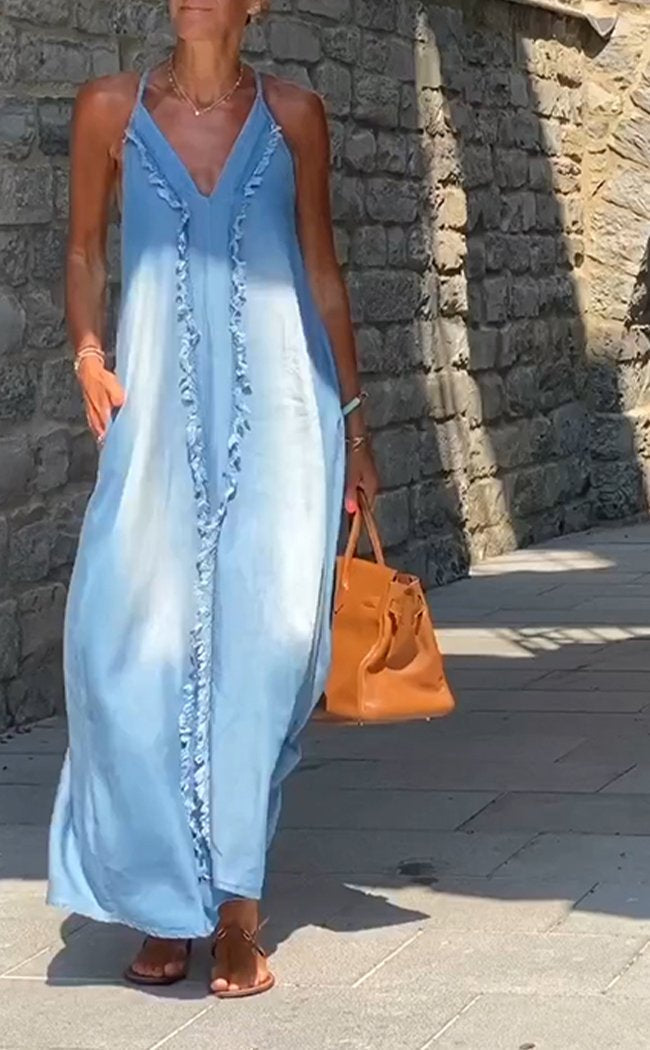 Orelia | Robe Chasuble Toile De Jean Confortable Pour Femmes