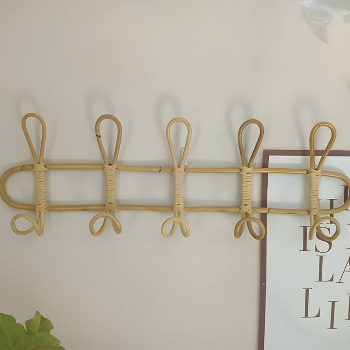 Support Mural Boho Fait à La Main – Patère en Rotin Pour Chambre d’enfant