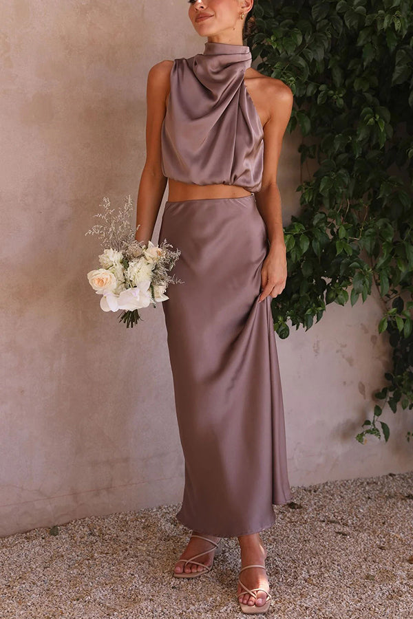 Velira | Ensemble Deux Pièces Satin Pour Femmes