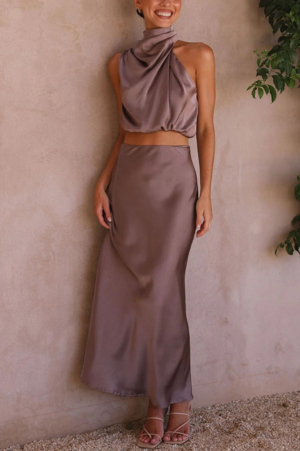 Velira | Ensemble Deux Pièces Satin Pour Femmes