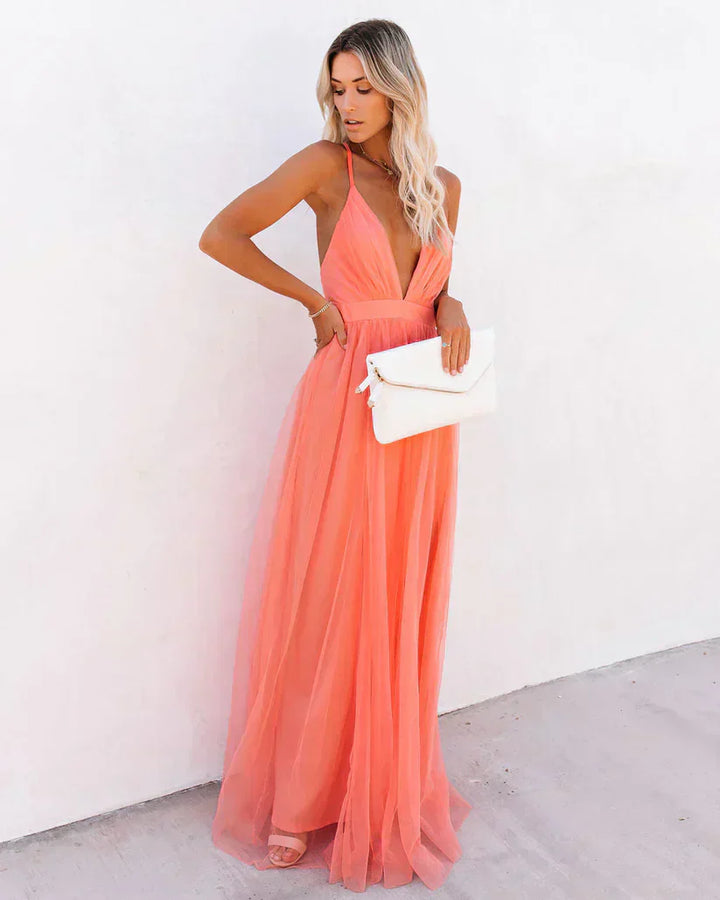 Cyra | Elégante Robe De Soirée Sans Manches en Rose Pétale De Poussière
