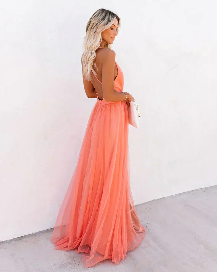 Cyra | Elégante Robe De Soirée Sans Manches en Rose Pétale De Poussière