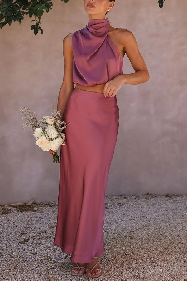 Velira | Ensemble Deux Pièces Satin Pour Femmes