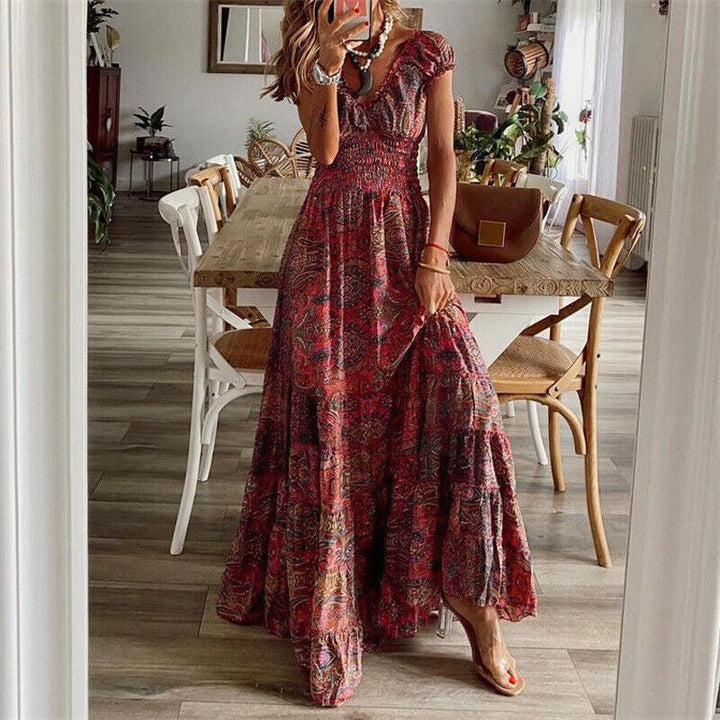 Corly | Bohème-Stylé Maxi Robe Avec Une Taille Ajustée