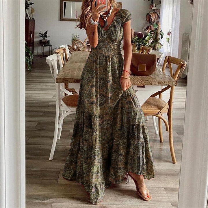 Corly | Bohème-Stylé Maxi Robe Avec Une Taille Ajustée