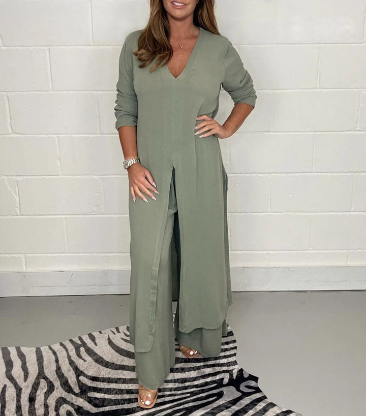Qyraelle | Ensemble De Tailleur Classy Fente Sur Le Haut pour Femmes